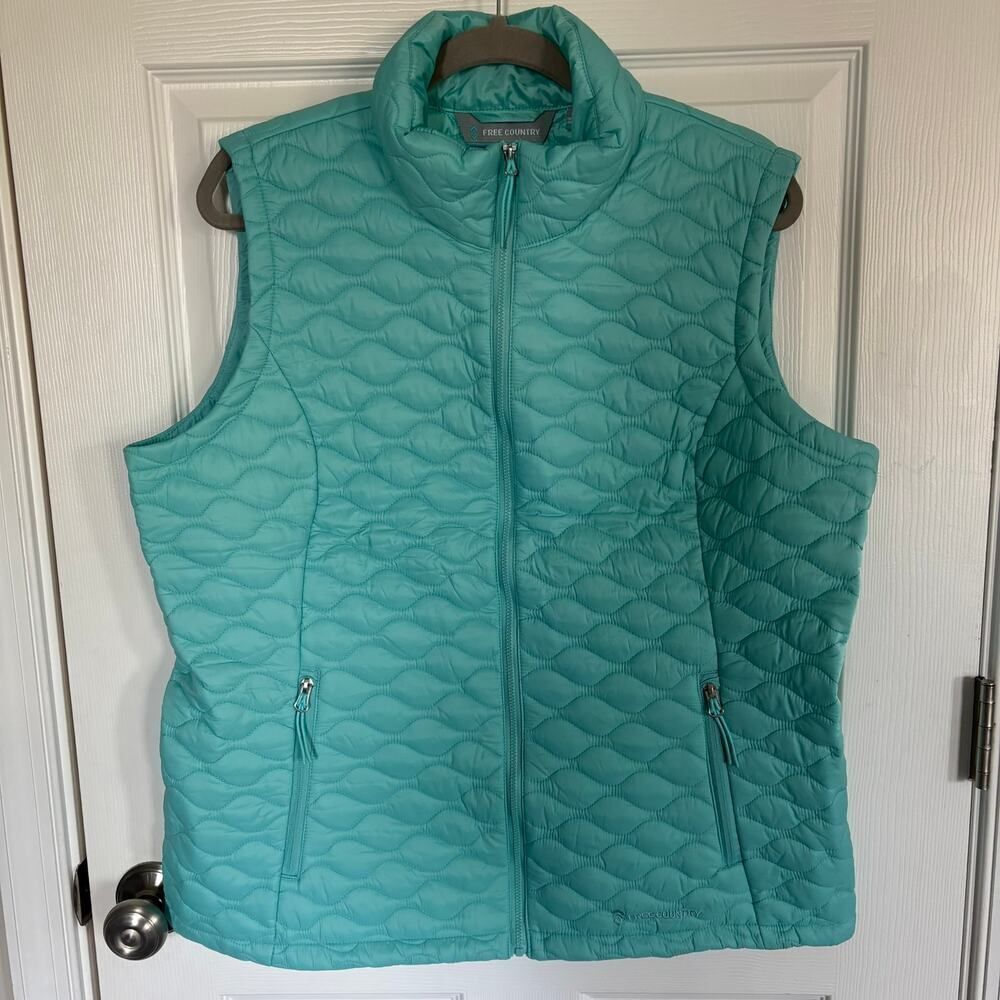 Free Country Full Zipper Quilted Puffer Vest Mint XL